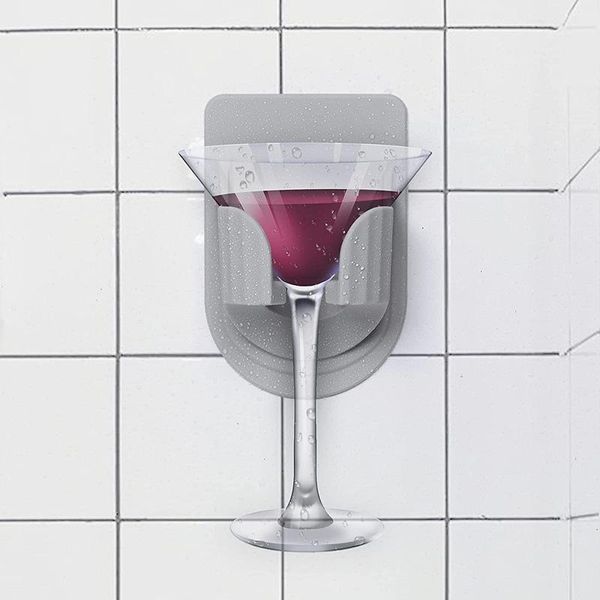 Crochets Rails Creative Douche Bière Rack Baignoire Sans Soudure Pâte Salle De Bains Vin Boisson Portable Porte-Boisson Tasse OrganisateurCrochets