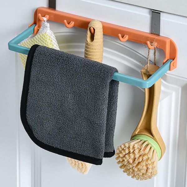 Crochets Rails porte cuisine étagère de rangement suspendu armoire poubelle salle de bain en plastique serviette poubelle chiffon sacs support