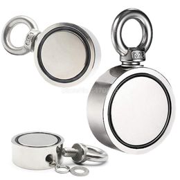 Haken Rails Dubbelzijdig Krachtige Ronde Neodymium Magneet Haak Salvage Zeevisuitrusting Houder Ring Sterk Trekken Montage167W