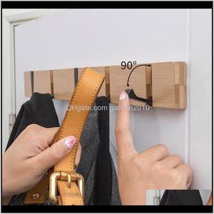 Hooks Rails Opvouwbare Bamboe Wandmontage Handdoek Hanger Houder Coat Hook Rack LS VVIMF S7VUK