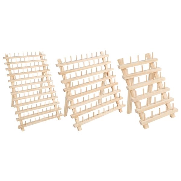 Crochets Rails Porte-fil en bois pliable 30/80/120 Bobines Couture Fil à broder Rack Organisateur Tenture murale Cônes Support Étagère 230603