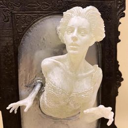 Hooks Rails Resina de escultura fantasma en la placa de la pared del espejo Pantalla luminosa Luminosa colgante Decoración de la sala del hogar Decoración 230814