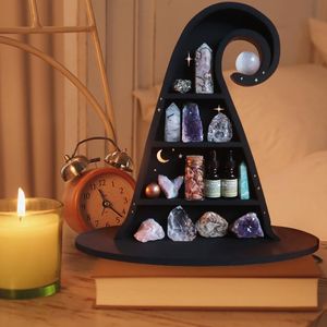 Hooks Rails Halloween Witch Hat Crystals Shelf Wall Decor Crystal Display Boho planken essentieel voor slaapkamerkamerhooks