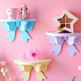 Haken Rails Japanse Roze Boog Opbergrek Wandmontage Houten Planken Voor Meisje Kinderkamer Decoratie Organizer Houder Slaapkamer de2665
