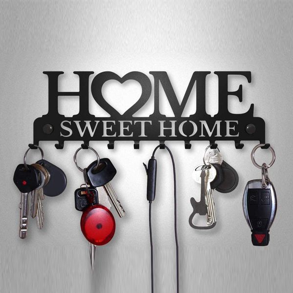 Crochets Rails porte-clés pour montage mural Sweet Home organisateur décoratif porte-manteau en métal cintre pour porte d'entrée cuisine maison HolderA 230625