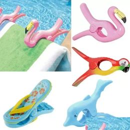 Haken Rails Grote Zomerkleding Clip Haak Dier Papegaai Dolfijn Flamingo Watermeloen Vormige Strandhanddoek Klem Om De Wind Te Voorkomen Dhh93