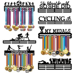 Hooks Rails Medal Wall Hooks Multi -stijl hangende houder Rack Hanger Bracket Office Decor Iron Triathlon Running Sport Challenge Home 230814