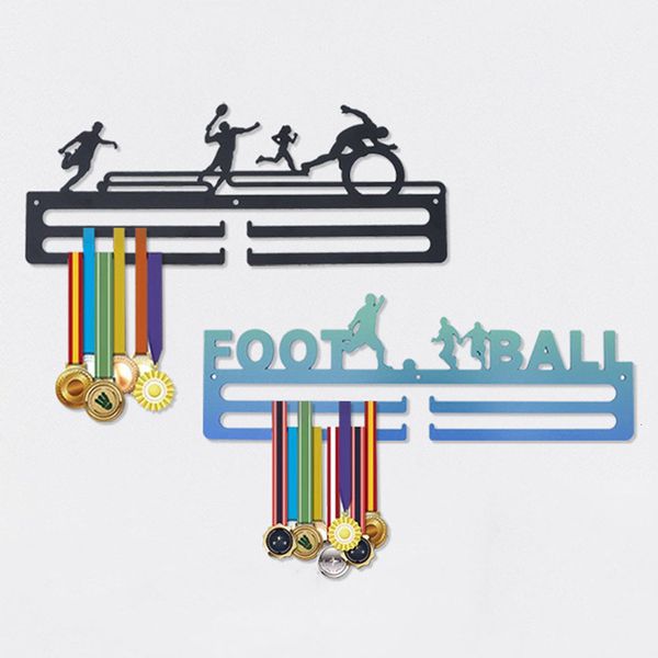 Crochets Rails en métal en fer forgé cintre multi-style médaille support suspendu crochets muraux Triathlon course sport Football médaille affichage décor à la maison 230830