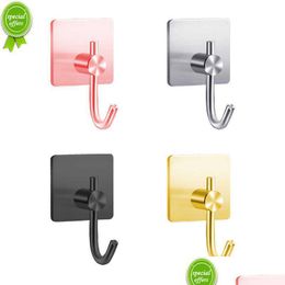 Ganci Rails Nuovo 1 Pz Parete Gancio autoadesivo Alluminio Bagno Asciugamano Appendiabiti Porta Chiavi Borsa Cappotto Panno Cremagliera Hardware da cucina Drop Dhluz