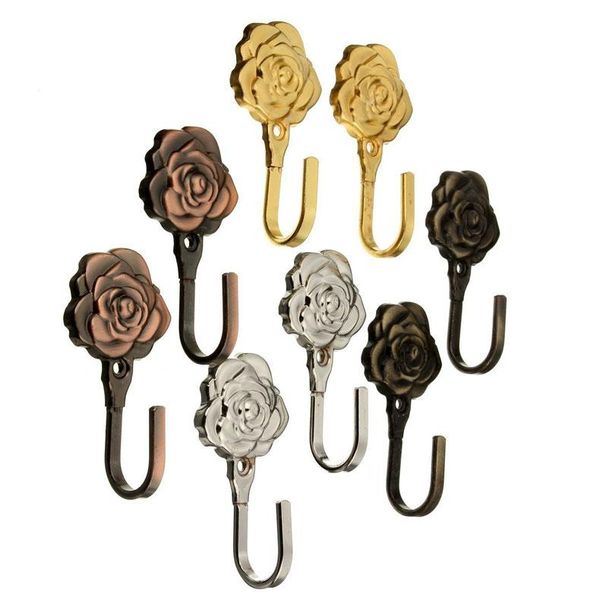 Hooks Rails One Pair Rose Motif Métal Mur Rideau Mur Crochet Décoratifs TieBacks Gold Pre Key Key