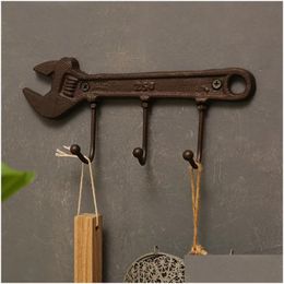 Haken Rails Retro Gietijzeren Muur Metalen Hanger Moersleutel Stijl Gemonteerd Industriële Sleutelhaak Woondecoratie Drop Delivery Tuin Huishoudelijk Ot7Cb