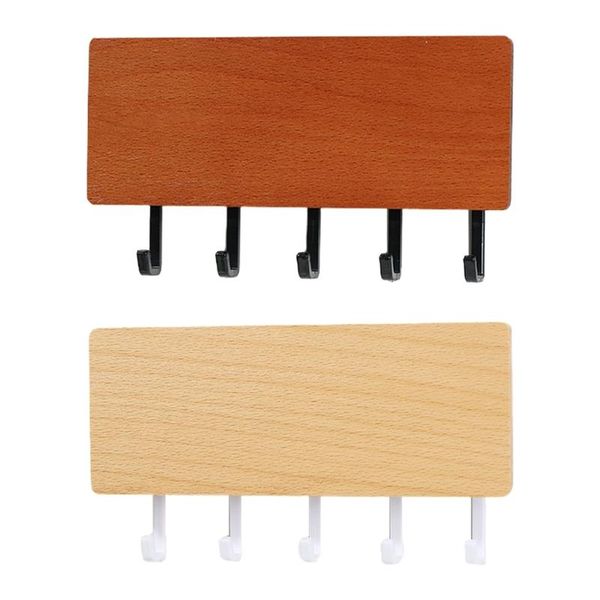 Ganchos rieles T5EB caja de almacenamiento de pared decorativa de madera con gancho, colgador de estante para artículos diversos, organizador, estante para llaves, collar de madera