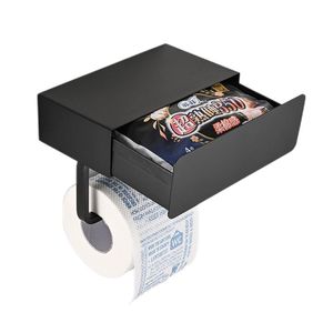 Hooks Rails Toiletpapierhouder met plank roestvrijstalen wandmontage rol moderne stijl spoelbare doekjes dispenser opslag voorhaken