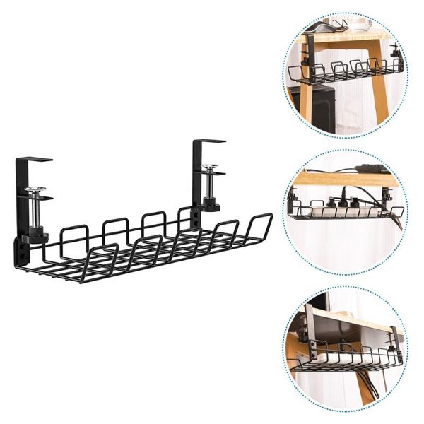 Rails à crochets sous le plateau de gestion des câbles du bureau Support de rangement en acier au carbone