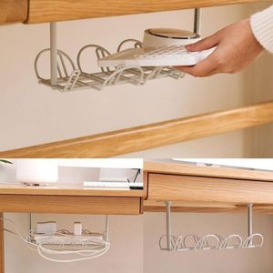 Hooks Rails Onder Bureaumagement Lade Tafel Bodem Power Kabel Organizer Plug Opslag Mand Plank Draad Sterke Houder Socket RRD7725