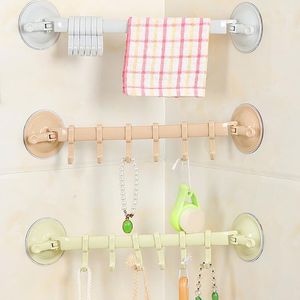 Ganchos Rieles VEHHE Ventosa Gancho multiusos Esquina práctica Estante de plástico Soporte de almacenamiento Estante Colgar toalla Herramienta Baño Cocina Accesorios