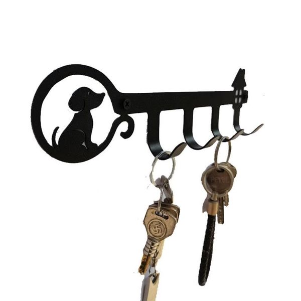 Ganchos, rieles, soporte para llaves montado en la pared, 4 estantes colgantes, bonito perro decorativo para abrigo, ropa, toalla, sombrero, bolso, ganchos organizadores