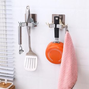 Hooks Rails Wall Monted Mop Mop Organizer Holder Borstel Broom Hanger Opbergrek Keukenbenodigdheden Clip naadloze haak met hangen