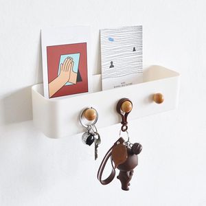 Hooks Rails Wandgemonteerd rek Gratis geperforeerde keukenkast koelkast Koelkast opslag Key Hanger Non-Marking Sticker Hook