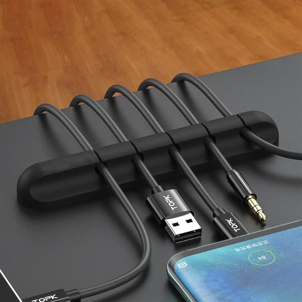 Ganchos rieles Wonderlife organizador de cables enrollador USB de silicona soporte de Clips de gestión ordenado de escritorio para ratón auriculares Wire290K