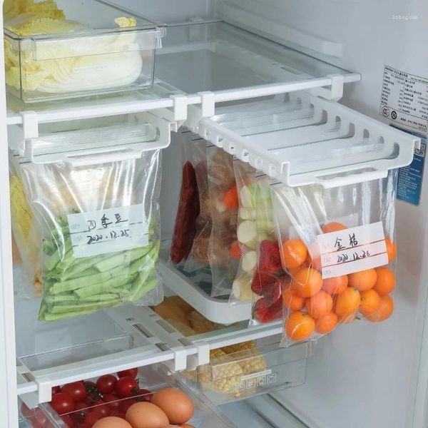 Hooks Refrigerator Organizador Cocina Controlador de contenedor de almacenamiento de alimentos bajo cajón de estante para nevera organizadores de bolsas colgantes