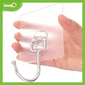 Hooks Saengq Universal Transparente Fuerte Self Adhesive Door Pared Hangers Sticky Bathing Bathing Almacenamiento