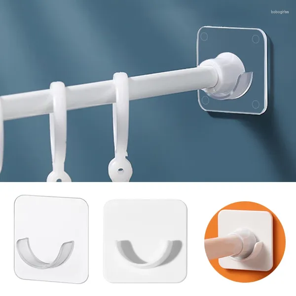 Hooks Autoadhesivo 2 piezas/colapas de la varilla Set Soportes de inodoro Cortina de montaje de soporte Accesorios de baño Rack Cocina