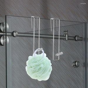 Crochets de porte de douche Crochet sur la serviette en verre Rack en acrylique Driveau de rangement de porte-porte pour les accessoires de salle de bain