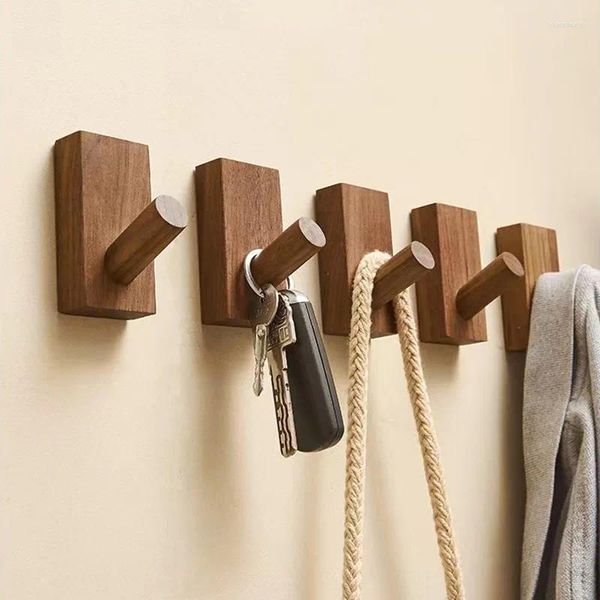 Ganchos gancho Simple de madera maciza, colgador colgante de nogal, pared de baño, dormitorio, estante de almacenamiento, toalla para el hogar, decoración para llaves