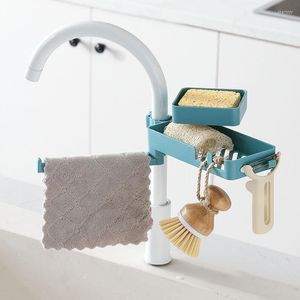 Crochets ￉vier ￩tag￨re de cuisine Organisateur de savon Sponge Halder Rack Rack Rangement Panier de rangement Gadgets ACCESSOIRES