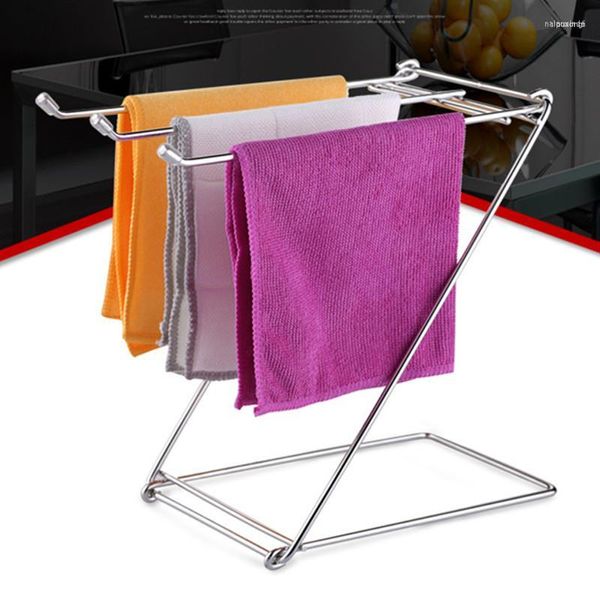 Crochets porte-torchon en acier inoxydable support de rangement pour serviettes étagère de cuisine pliante pour séchage de chiffon