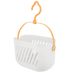 Crochets paniers de rangement salle de bain main en plastique avec poignée suspendue pour organiser organisateur douche blanc voyage