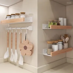 Ganchos Soportes de almacenamiento de madera Estacería de metal Rack Accesorios de cocina de baño