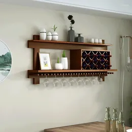 Estante de almacenamiento con ganchos, soporte colgante de madera maciza para copas de vino, botella de pared Simple moderna, exhibición creativa para restaurante