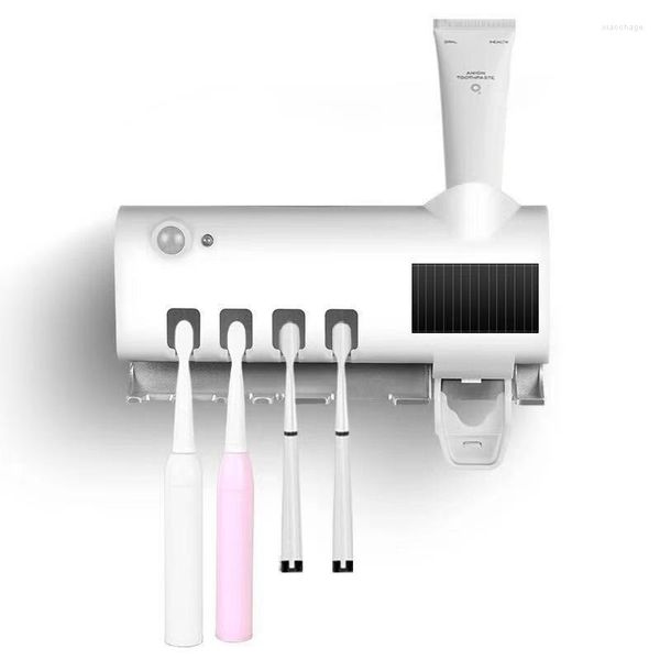 Crochets porte-brosse à dents USB Charge distributeur de dentifrice énergie solaire salle de bain boîte de rangement multi-fonction