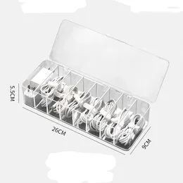 Gancho de la caja de datos de plástico transparente Caja de almacenamiento de la oficina Suministros Organizador Cable Desk Standionery Contenedor de maquillaje