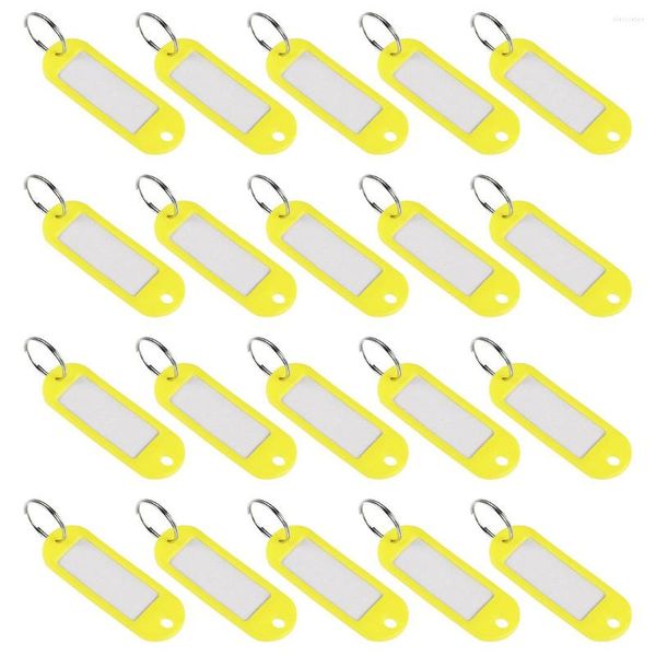 Crochets Uxcell porte-clés en plastique avec anneau fendu porte-clés ID étiquette de bagage fenêtre 60x21mm noir 20 pièces