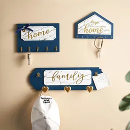 Crochets muraux suspendus en bois, porte-manteau rectangulaire en forme de maison, support de rangement pour clés, organisateur de pièce de maison