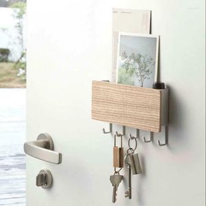 Hooks Wall-hung Type Wooden Decorative Wall Shelf Sundries Storage Box Hanger Organizer Key Rack Wood Space Saving Home Deco