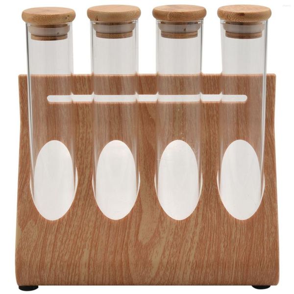 Ganchos de madera para granos de café, soporte para exhibición de té, tubo de ensayo de vidrio, almacenamiento sellado, adornos decorativos, recipiente para cereales para Barista