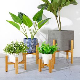 Haken houten bloempot standhouder vloer vier poots bamboebak sappige potten huizen tuin patio decor plank
