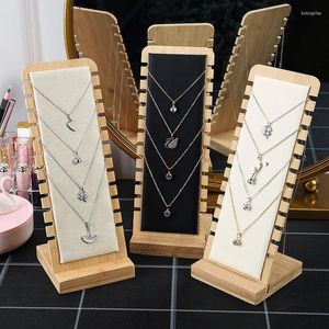 Hooks houten ketting display Stand Simple Solid Wood Sieraden rekwisieten Hanger Storage Rack Board Pendant Easel Showcase