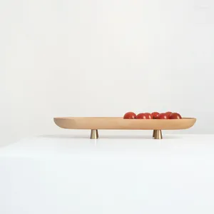 Crochets plateau de rangement en bois assiette organisation d'organisation ovale haut de pieds à fruits à fruits de congé