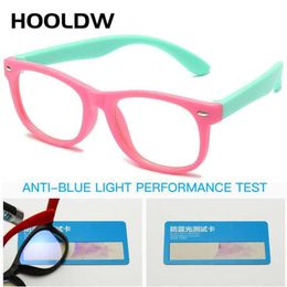 HOOLDW Anti lumière bleue enfants lunettes enfants carré monture optique lunettes garçon filles carré ordinateur lunettes transparentes UV400301l
