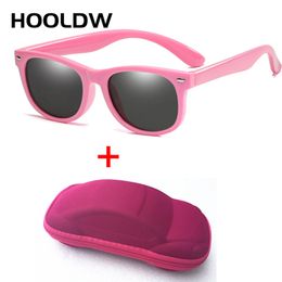 Hooldw Kids zonnebril kinderen gepolariseerd zonnebril jongens meisjes siliconen veiligheid UV400 baby brillen met dozen 220705