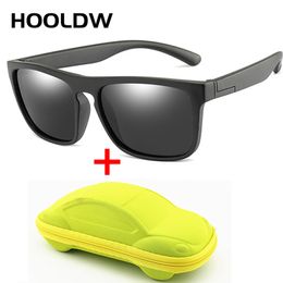 HOOLDW Square Kids Gafas de sol Silicona Flexible Seguridad Niños Polarizados Gafas de sol Girl Boy UV400 Baby Shades Eyewear 220705