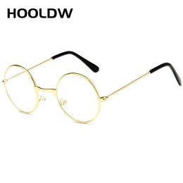 Hooldw Vintage Round Kids Luners Boys Girls Metal Frame Clear Lens Myopia Optical Transparent Eyewear for Children Baby Glasse