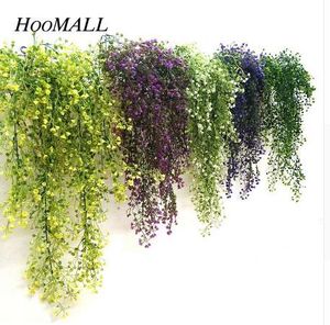 Hoomall verde púrpura planta artificial seda ratán pared flor planta boda fiesta decoración falsa flor vid decoración del hogar
