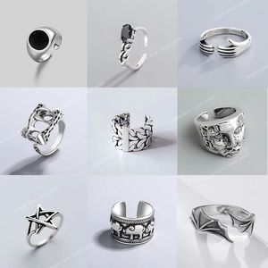 Zilver Kleur Vintage Lachend Gezicht Open Ringen voor Vrouwen Punk Hip Hop Verstelbare Ring Mode-sieraden Beste Cadeau Mode-sieraden Ringen