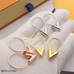 Hoop Chunky Gold Earrings S V Earring Sieraden Fashion Women Ear Studs Brand Letter Design Titanium Steel vervaagt de Designer -oordingen niet Fahion